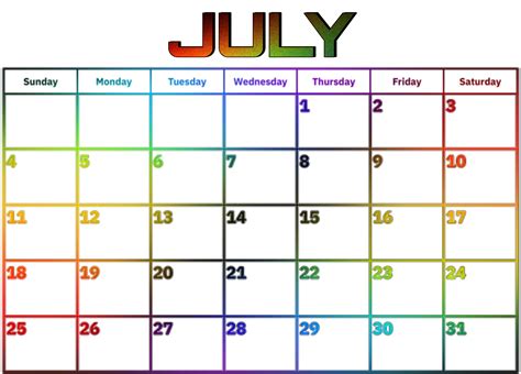 July Calendar 2021 Template Sticker By Constancekeller