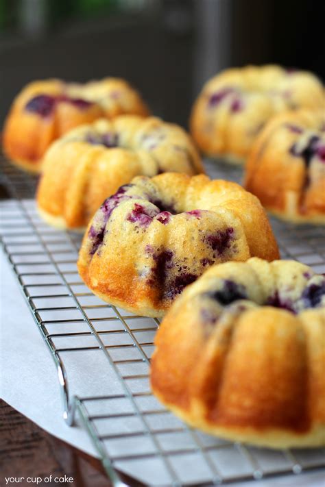 Pour batter into 6 cavity mini bundt cake pan, filling just over half way. Blueberry Almond Mini Bundt Cakes - Your Cup of Cake
