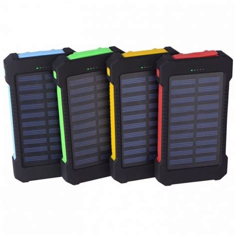 Dual Usb Solar Power Bank 10000mah Universal Battery Charger Torch