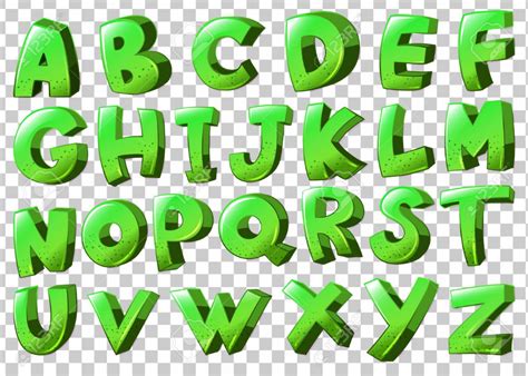 Ilustración de las letras del alfabeto en el color verde ...