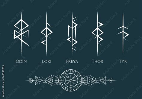 Naklejka Viking Runes And Symbols Collection Isolated Set Of Five