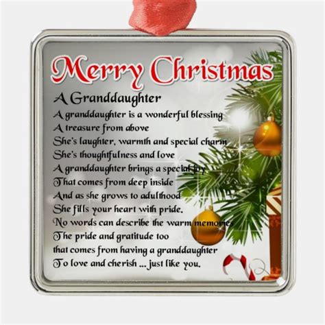 Granddaughter Poem Christmas Design Metal Ornament