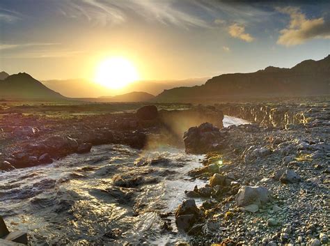 Hd Wallpaper Iceland Landmannalaugar River Sunset Sky Beauty In
