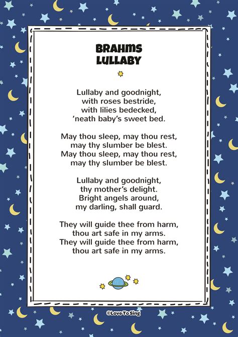 Brahms Lullaby Kids Video Song With Free Lyrics And Activities