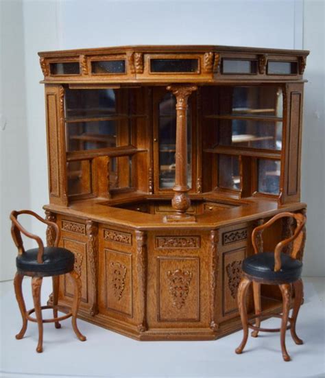 Bar stool is an overarching term that refers to stools that come in three primary heights: Dollhouse Miniature Famous Furniture 2700 Walnut finish ...