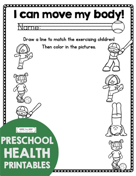 Free Health And Nutrition Preschool And Kindergarten Printables In 2020