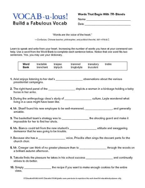 These are to be utilized to motivate children and also to make your work easier. 6th Grade Vocabulary In Context Worksheets - 7th grade vocabulary words and definitions ...