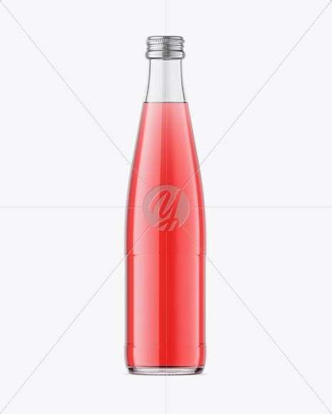 Clear Glass Pink Drink Bottle Mockup On Yellow Images Object Mockups