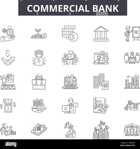Commercial Bank Line Icons For Web And Mobile Design Editable Stroke