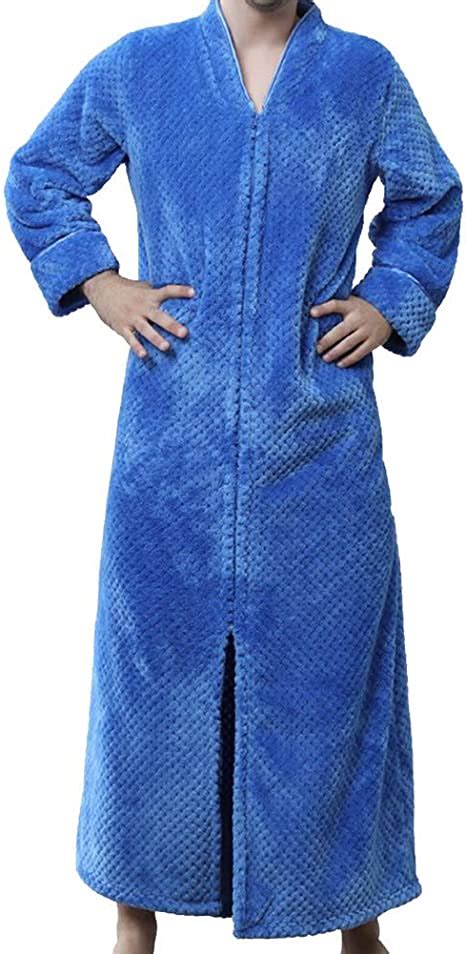 Godgets Womens Plus Size Fleece Dressing Gown Soft Bathrobe Full Length Zipper Uk