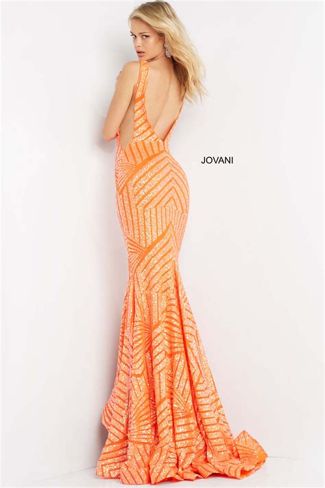 Jovani 59762 Sequin Yellow Plunging Neck Dress