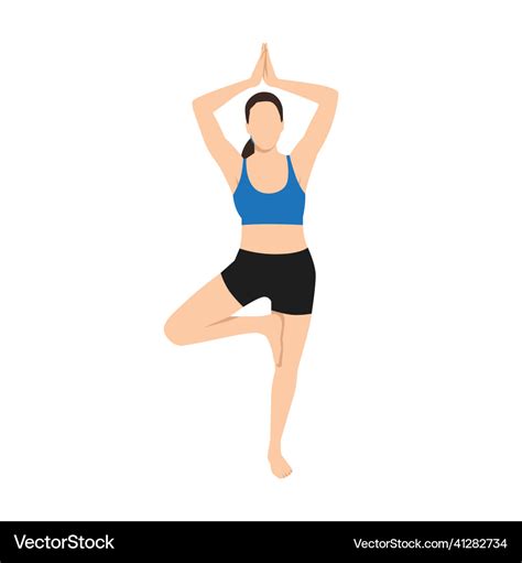 Woman Doing Tree Pose Vrksasana Exercise Vector Image