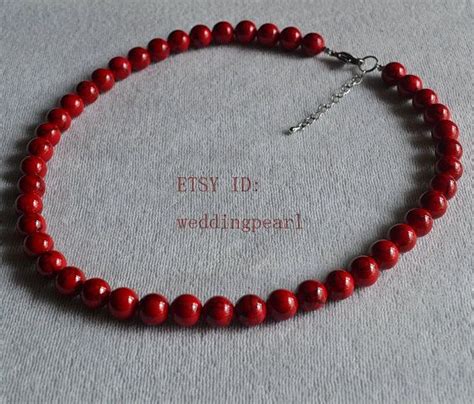 Red Turquoise Necklace Mm Single Strand Turquoise Bead Necklace
