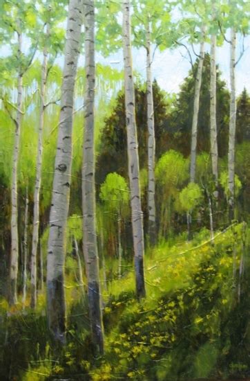 Contemporary Artists Of Colorado Spring Green Original Aspen Tree