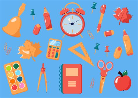 Vector flat illustration of school and education workplace items