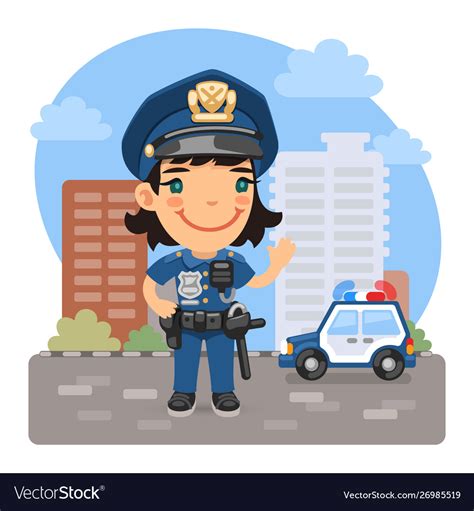 Cartoon Policewoman On Street Royalty Free Vector Image
