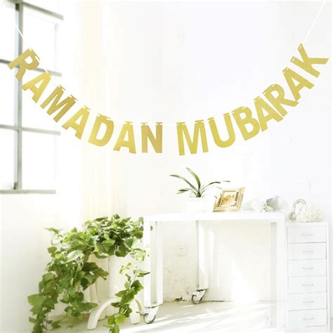 1 Set Ramadan Mubarak Golden Decorative Banners Id Al Fitr Party