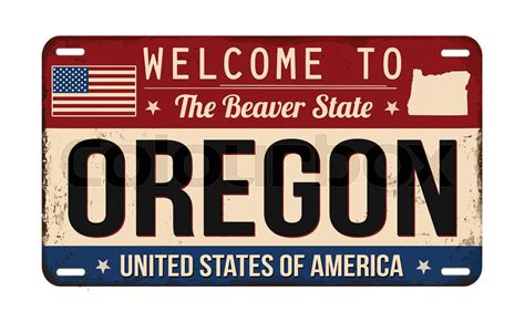Welcome To Oregon Vintage Rusty License Plate Stock Vector Colourbox