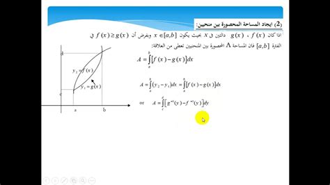 تطبيقات التكامل المحدود المساحات Youtube