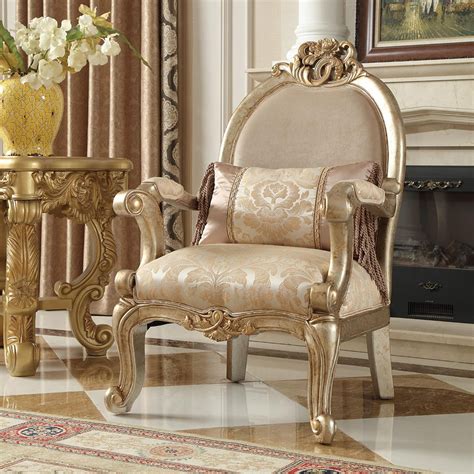Champagne Chenille Sofa Set 3pcs Carved Wood Traditional Homey Design