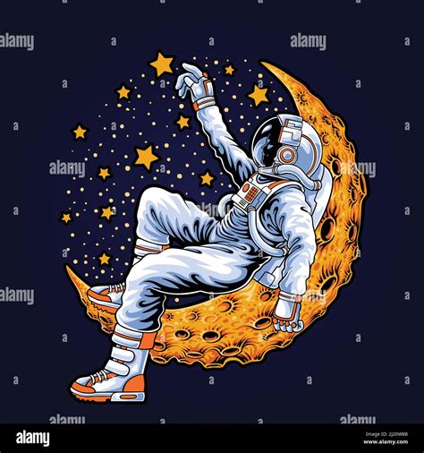 Astronaut On The Moon With Stock Vector Images Alamy