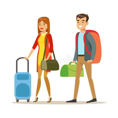 游人加上旅行袋子 人旅行的五颜六色的漫画人物传染媒介例证 向量例证 插画 包括有 一起 巴格达 92600559