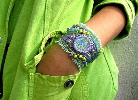 Ibolya Gy Ngyei Bead Embroidered Bracelet Shibori Jewelry Beaded