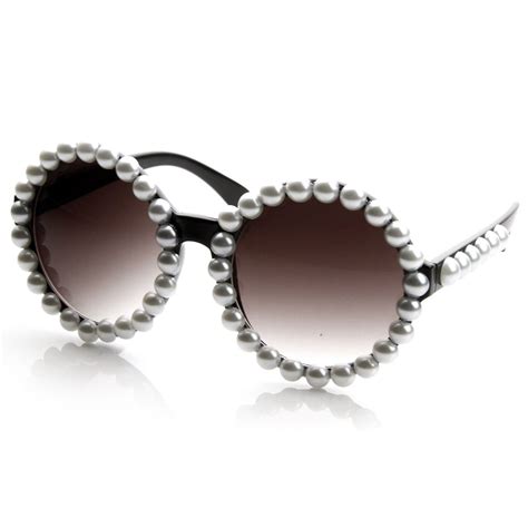 extravagant designer womens pearl round fashion sunglasses 8527 round sunglasses sunglasses