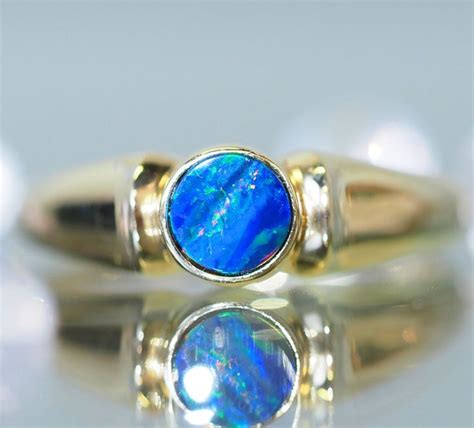 Stylish 9k Gold Doublet Opal Ring Su632 Opal Rings Wedding Rings For