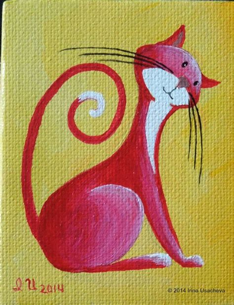 Original Fantasy Cat Acrylic Paintings For Sale Little Cats Cat