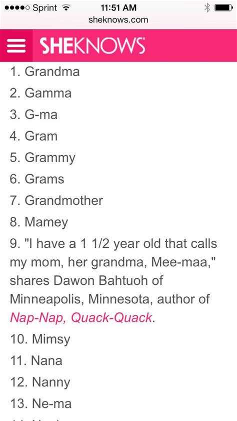 Names For Grandma Nicknames For Grandma Grandma Names Grandma