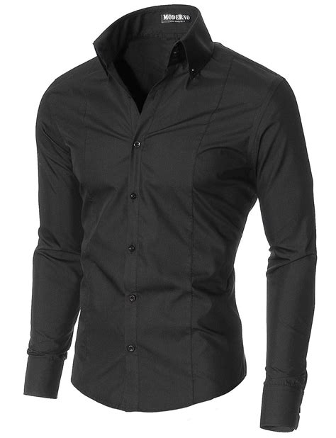 buy moderno mens high collar dress shirt slim fit long sleeve button down mssf501 black us