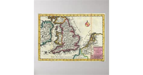 Vintage Map Of England 1747 Poster Zazzle