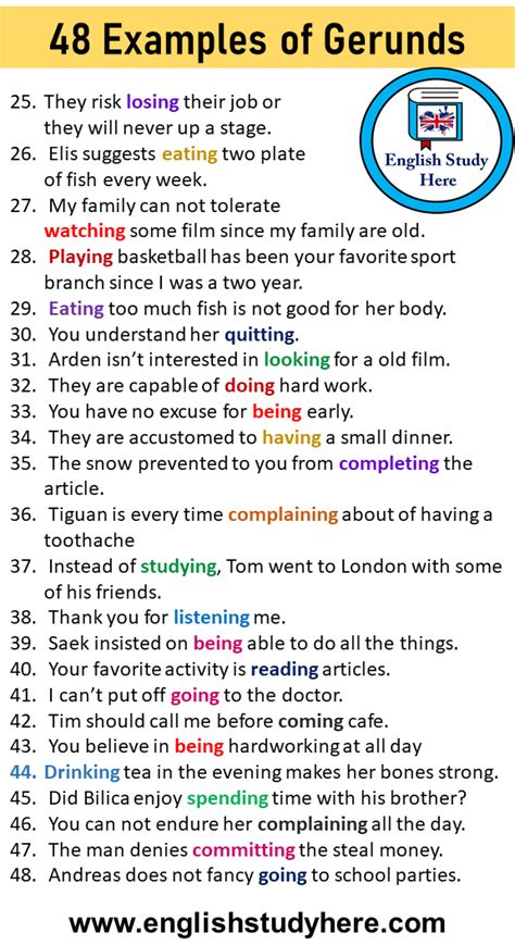48 Examples Of Gerunds Sentences English Gerund Sentences English