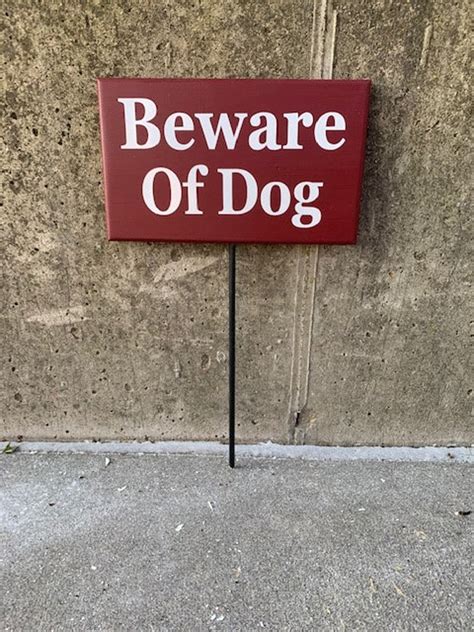 Beware Of Dog Wood Vinyl Stake Sign Plaque Outdoor Yard Art Etsy