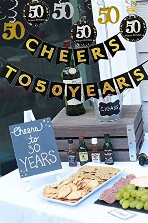 Jevenis Cheers To 50 Years Banner 50th Birthday Decorations 50th