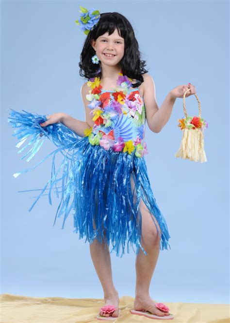 Kids Size Blue Hula Grass Skirt