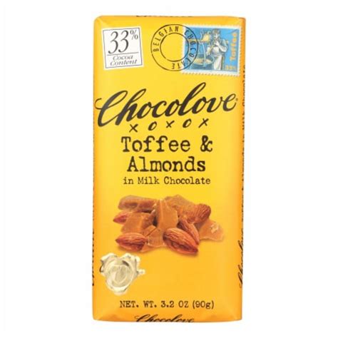 Chocolove Toffee And Almonds In Milk Chocolate 33 Cocoa 32 Oz Bar 12