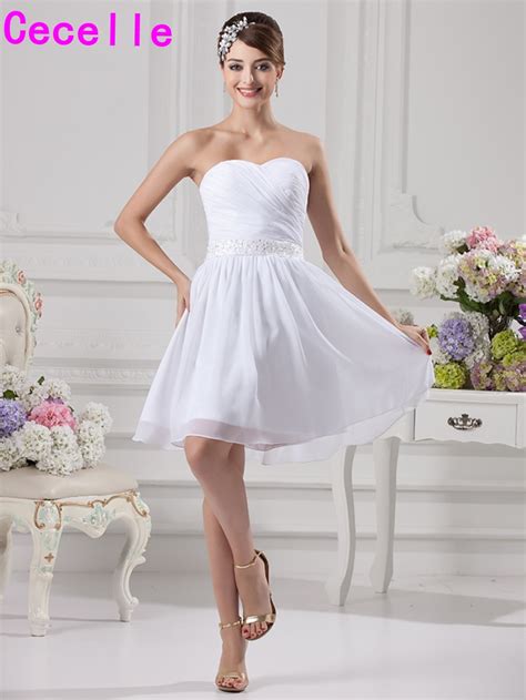 Simple White Short Chiffon Bridesmaid Dresses Informal Knee Lengh