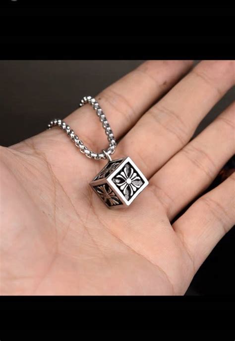Stainless Steel Chrome Hearts Inspired Cubic Cross Necklace Womens