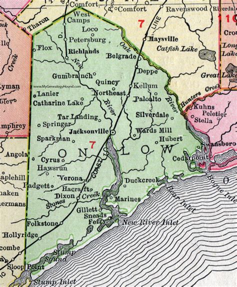 Onslow County North Carolina 1911 Map Rand Mcnally Jacksonville