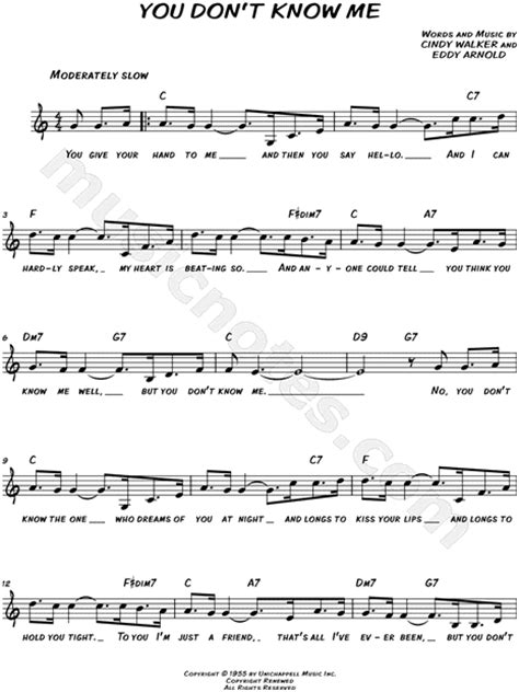 Ray Charles You Dont Know Me Sheet Music Leadsheet In C Major
