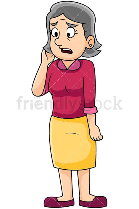 Irritated Mature Woman Talking Sadly Vector Cartoon Clipart Friendlystock