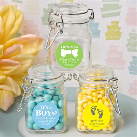 Because gifts are such a big part of baby showers, it makes perfect sense that your personal so happy to 'shower' you with a few fun things for baby! i don't know much about babies, but i hope when you cannot make it. Baby Shower Favors for Guests Personalized Apothecary Jars ...