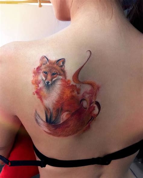 Watercolor Fox Tattoo By Yershovaanna Neck Tattoo For Guys Tattoos