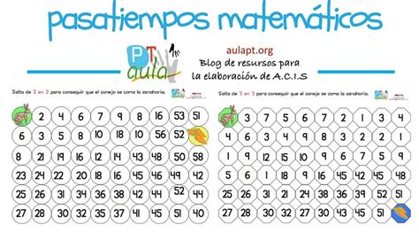 Programa de matemáticas de 2º de eso. Pasatiempos matemáticos. Series de 2 en 2 y de 3 en 3 - Aula PT