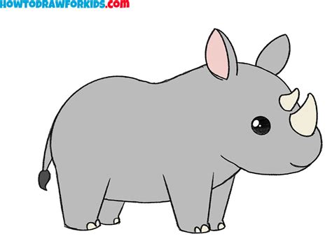 How To Draw A Rhinoceros Easy Drawing Tutorial For Kids