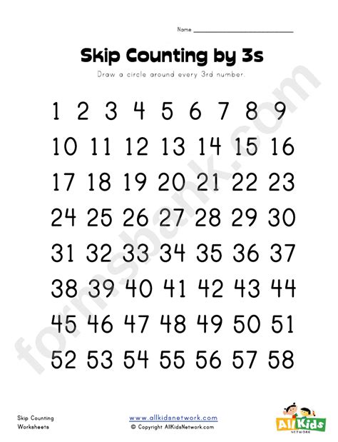 Skip Counting By 3 Worksheet