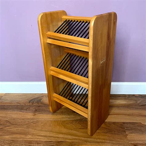 Wooden Cd Storage Tower Rack Stores 42 Cds 59cm Tall Solid Etsy