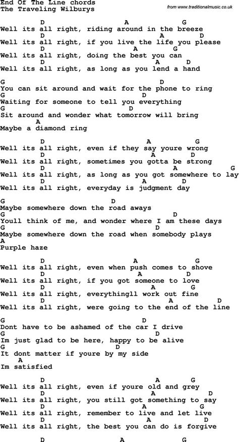 Song Lyrics with guitar chords for End Of The Line ...